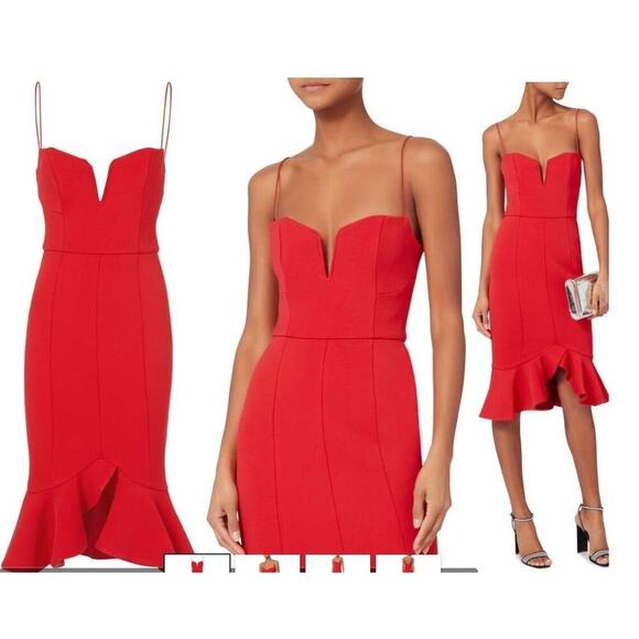 NICHOLAS Flip Hem Bra Bandage Cocktail Dress RED Size 2 $695 retail! - Picture 3 of 12